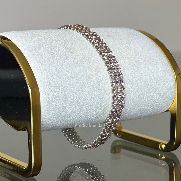 SOLD - Swarovski Crystal Rose Gold Tone Fit Pink Mesh Bracelet 5381139 - Picture 6 of 11